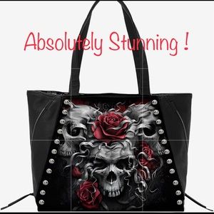 🔻price drop🔻Skulls N Roses Studded Tote Bag -Beautiful!! Halloween Bag